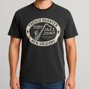 Alstyle Apparel & Activewear Mens L Gray TShirt Bourbon St Jazz Joint